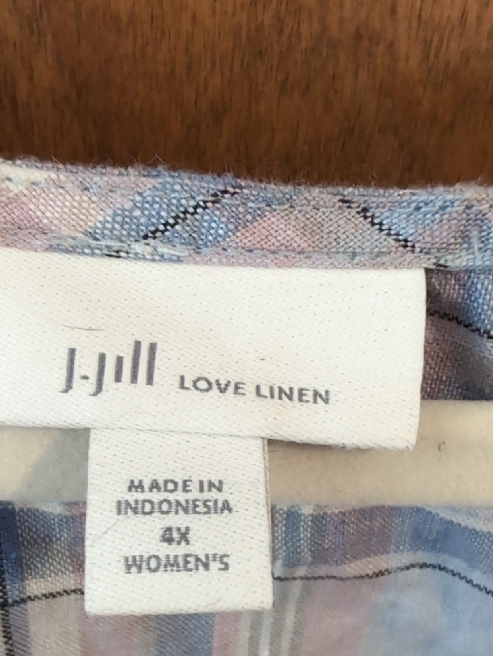 J. Jill Love Linen Plaid Sleeveless Dress in Soft Blue and Pale Pink - Picture 2 of 5